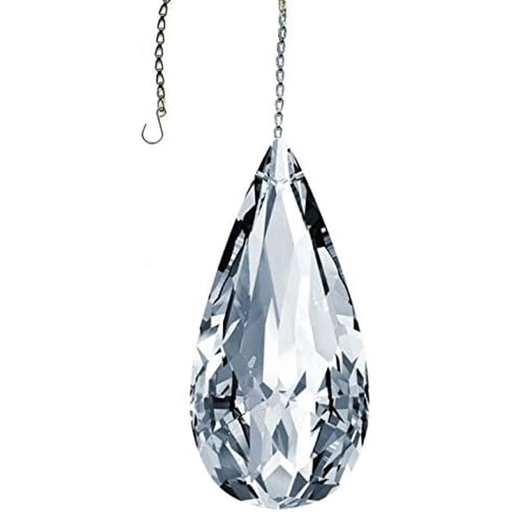 2" Swarovski Crystal, Modern Almond Hanging Prism Window Sun Catcher, Brilliance Austrian Crystal$$Garden & Patio