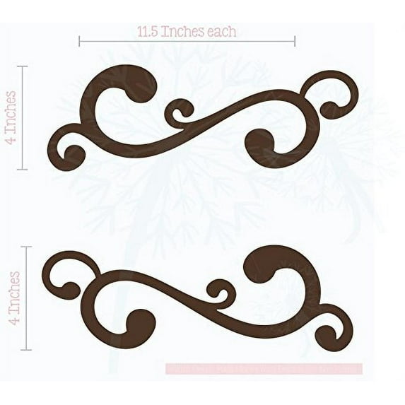 2 Swirl Decals Vinyl Art Wall Sticker Art Home Wall Décor 11x4-Inch Chocolate Brown