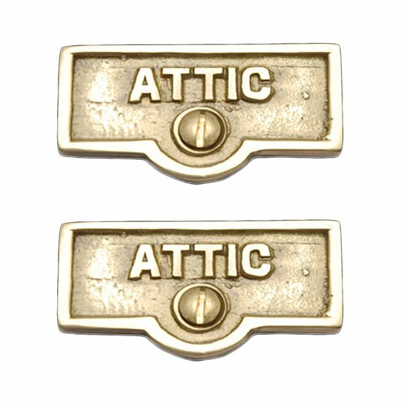 2 Switch Plate Tags ATTIC Name Signs Labels Lacquered Brass Traditional Engraved Wall Light Switch Cover Labels | Renovators Supply