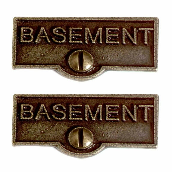 2 Switch Plate Tags BASEMENT Name Signs Labels Cast Brass Traditional Engraved Wall Light Switch Cover Labels | Renovators Supply