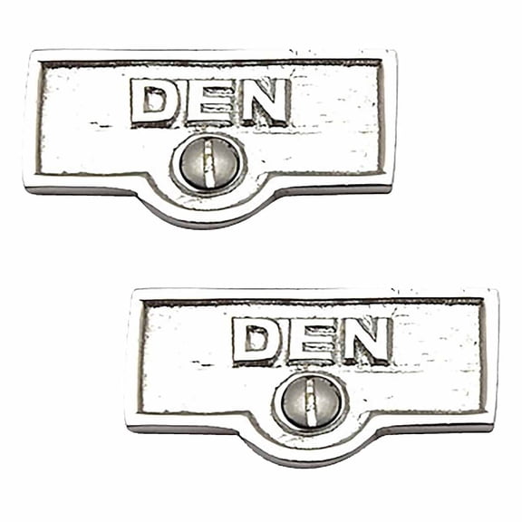 2 Switch Plate Tags DEN Name Signs Labels Chrome Brass Traditional Engraved Wall Light Switch Cover Labels | Renovators Supply