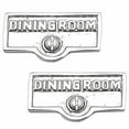 2 Switch Plate Tags DINING ROOM Name Signs Label Chrome Brass