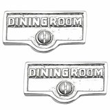 2 Switch Plate Tags DINING ROOM Name Signs Label Chrome Brass