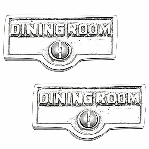 2 Switch Plate Tags DINING ROOM Name Signs Label Chrome Brass