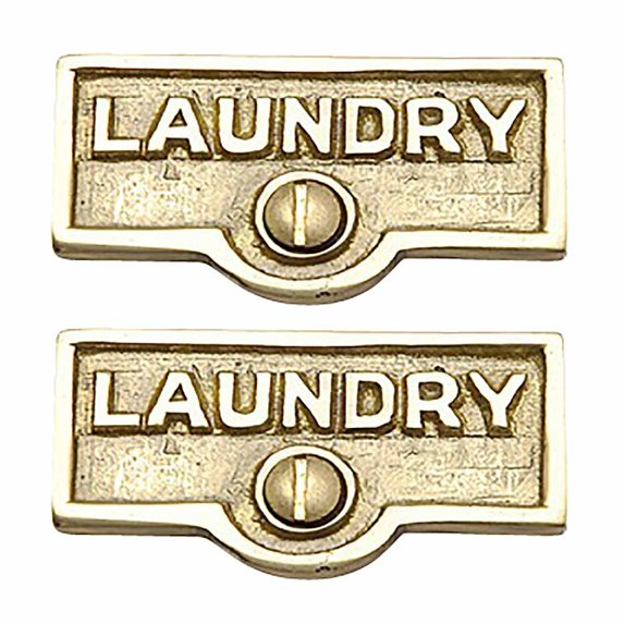 2 Switch Plate Tags LAUNDRY Name Signs Labels Lacquered Brass Traditional Engraved Wall Light Switch Cover Labels | Renovators Supply