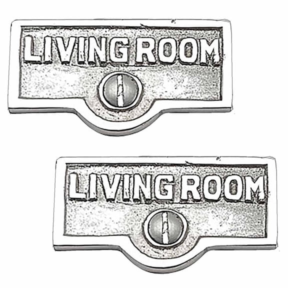 2 Switch Plate Tags LIVING ROOM Name Sign Labels Chrome Brass Traditional Engraved Wall Light Switch Cover Labels | Renovators Supply