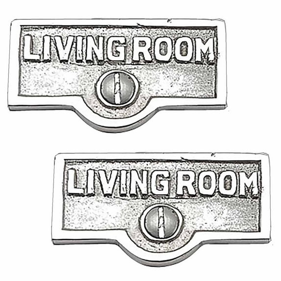 2 Switch Plate Tags LIVING ROOM Name Sign Labels Chrome Brass Traditional Engraved Wall Light Switch Cover Labels | Renovators Supply
