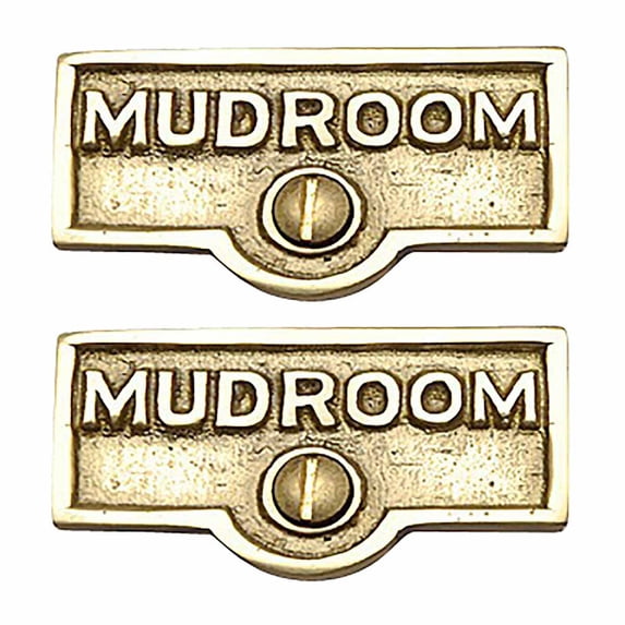 2 Switch Plate Tags MUDROOM Name Signs Labels Lacquered Brass Traditional Engraved Wall Light Switch Cover Labels | Renovators Supply