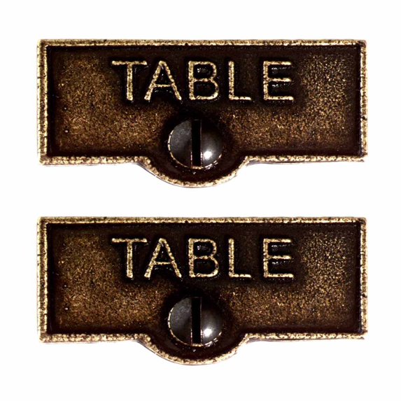 2 Switch Plate Tags TABLE Name Signs Labels Cast Brass Traditional Engraved Wall Light Switch Cover Labels | Renovators Supply