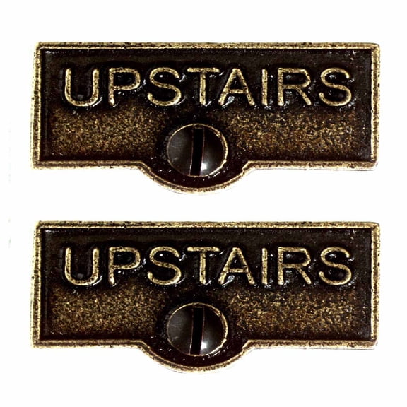 2 Switch Plate Tags UPSTAIRS Name Signs Labels Cast Brass Traditional Engraved Wall Light Switch Cover Labels | Renovators Supply