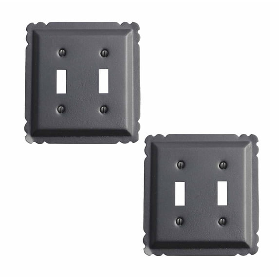 2 Switchplate Black Steel Double Toggle | Renovator's Supply