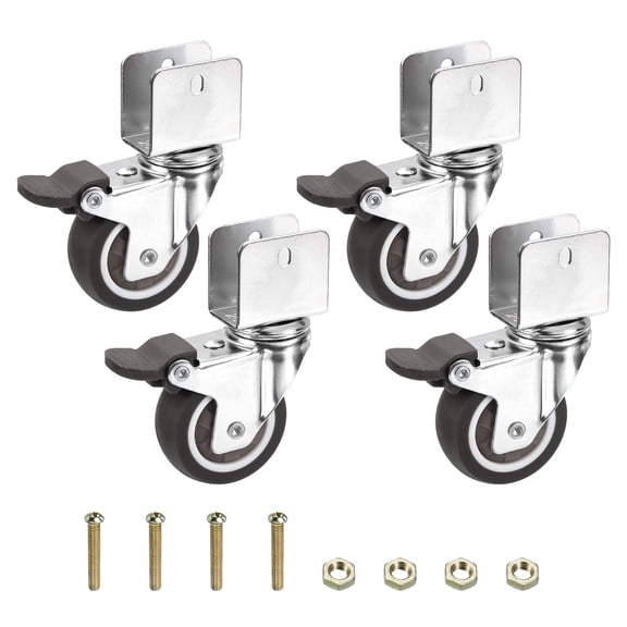 2" Swivel Caster Wheels with 3/4" U Bracket, 4 Pack Mute Moving Swivel Wheel Replacement with Brake