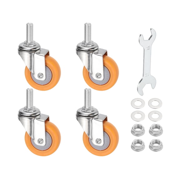 2" Swivel Casters M10 x 25mm Threaded Stem Wheel Total Load 185Lbs 4 Pack