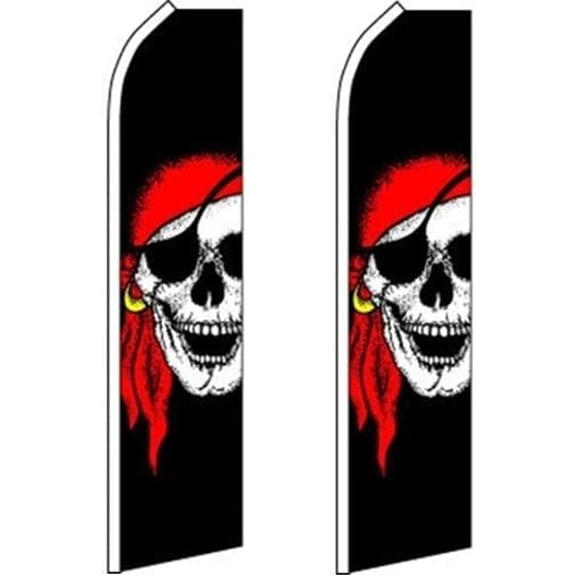 2 Swooper Flutter Feather Flag PIRATES SKULL Black White Red$$Other