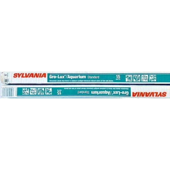(2) Sylvania F15T8/GRO fluorescent grow light bulb 15w Gro-Lux 18" plant AQU