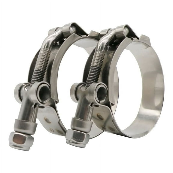 2" T-Bolt Hose Clamp - Working Range 46mm - 52mm for 2" Hose OD, Stainless Steel Bolt, Stainless Steel Band Floating Bridge and Nylon Insert Locknut (46mm - 52mm, 2 pack)