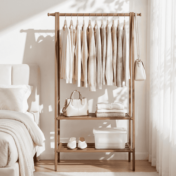 2-Tier Bamboo Clothing Rack