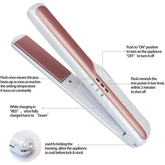 2 Take 1 Piece of Hair Straightener, Hair Straightener and Hair Style, Adjustable Temperature USB Charging Iron-White Hair Straightners Hair Straightening Hair Straighteners