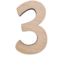 thumbnail image 1 of 2" Tall Birch Wood Number 3 | 1/4" Thick | Unfinished Craft Letters| American Font, 1 of 3