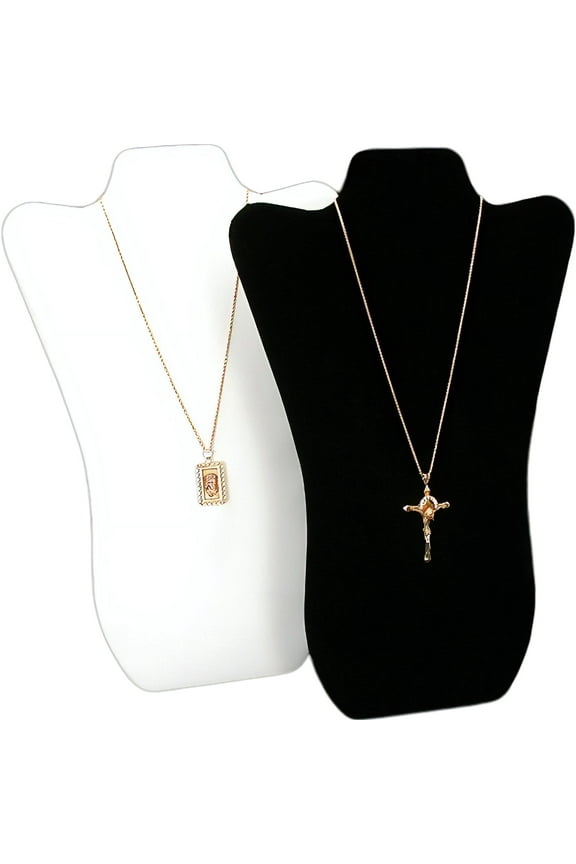 2 Tall Curved Necklace Easel Display Black & White 14"