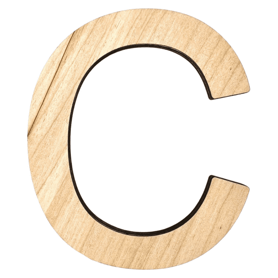 2" Tall MDF Letter C | 1/4" Thick Birch | Krafty Supply Letters | Arial | Wooden Letter