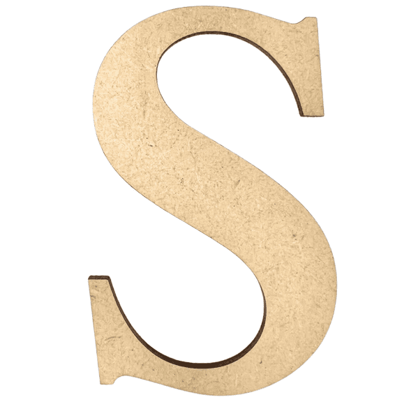 2" Tall MDF Letter S | 1/8" Thick | Krafty Supply Letters | Times | Wooden Letter