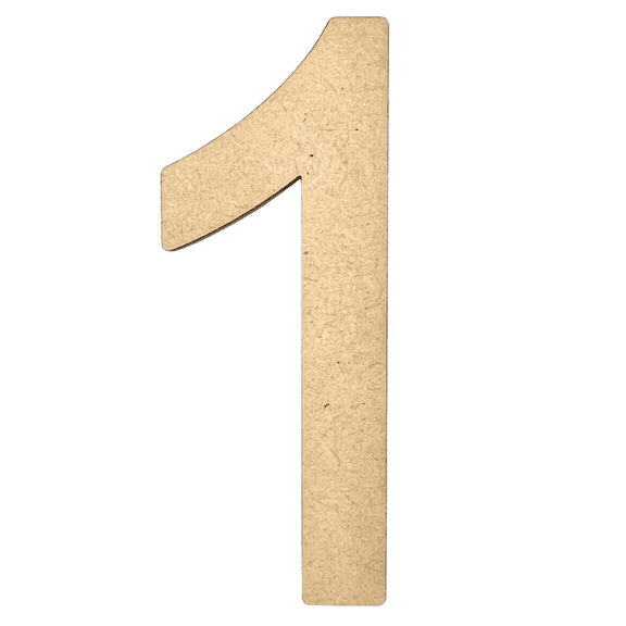 2" Tall MDF Number 1| 1/8" Thick | Krafty Supply Letters | Arial | Wooden Letter