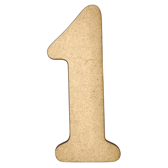 2" Tall MDF Number 1| 1/8" Thick | Krafty Supply Letters | Beltorian