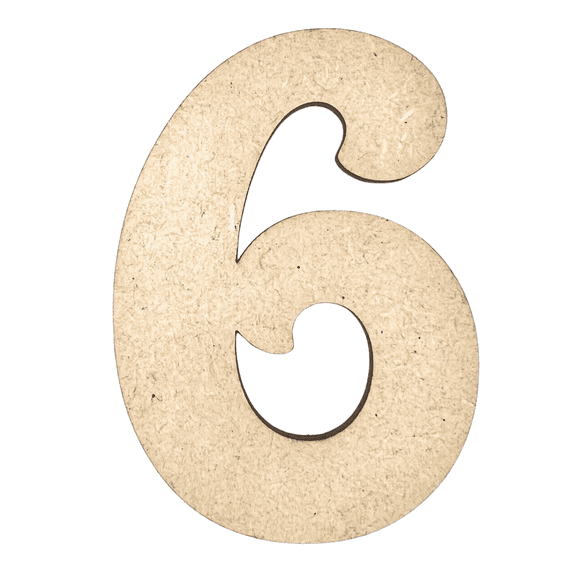 2" Tall MDF Number 6 | 1/4" Thick | Krafty Supply Letters | Beltorian