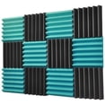 thumbnail image 1 of 2" Teal & Black Wedge Acoustic Foam Tiles 12 Pack, 1 of 4