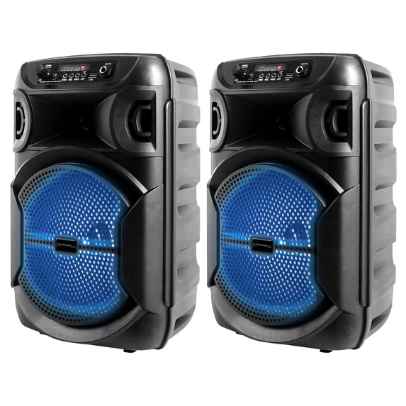 (2) Technical Pro BOOM8 Wireless TWS Portable 8" LED Party Speakers w/Bluetooth
