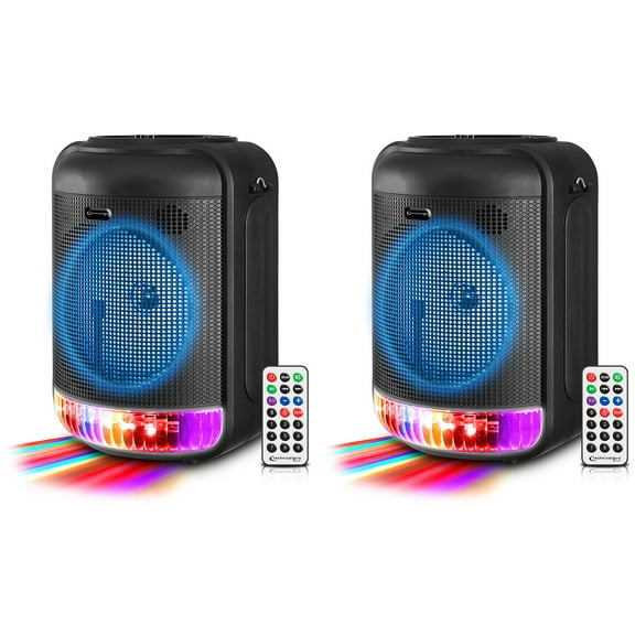 (2) Technical Pro LIT8 Portable 8" Bluetooth LED Party Speakers w/ Wireless Link