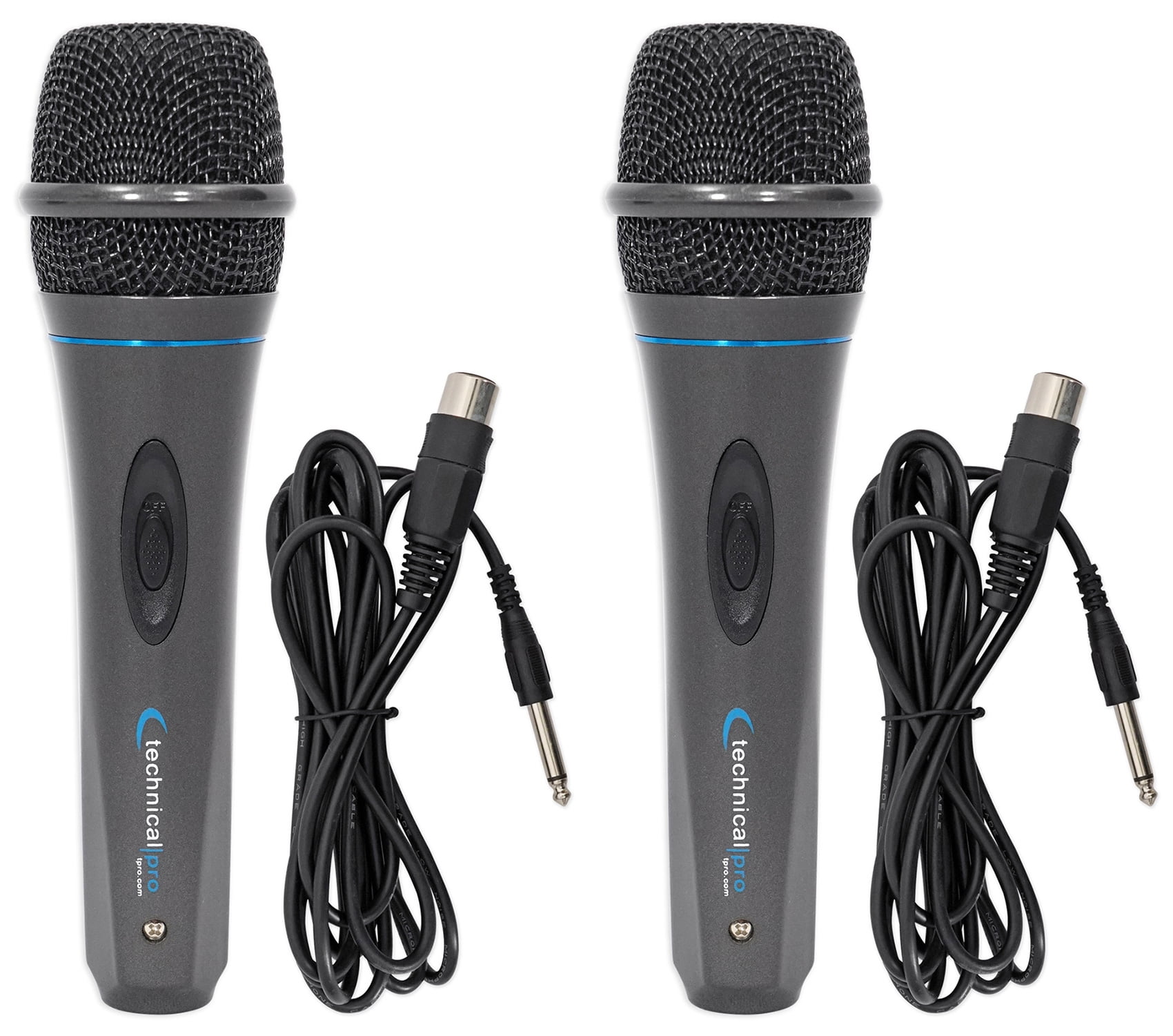 2 Technical Pro MK75 Karaoke DJ Wired Microphones Mics+10 ft. XLR to 1/4" Cables