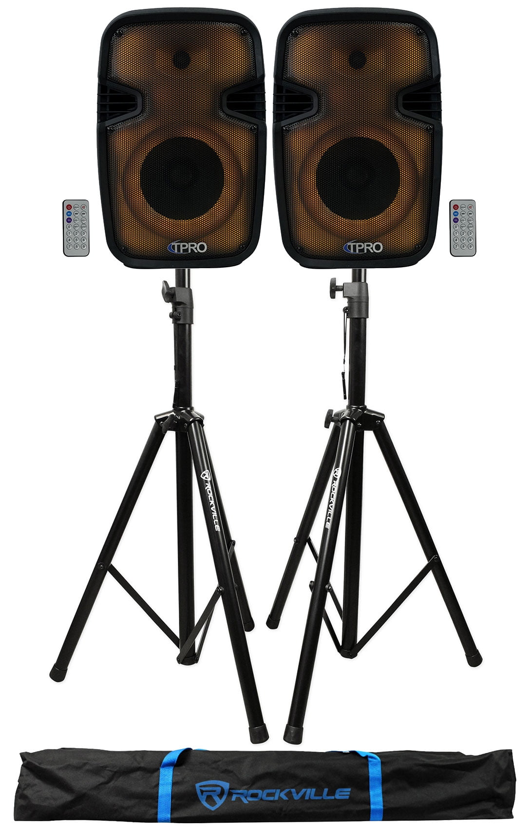 (2) Technical Pro PLIT8 Bluetooth LED 8" Party Speakers+Wireless Link+Stands