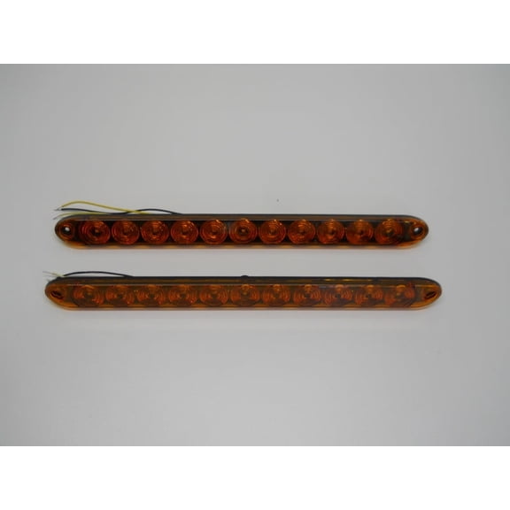 (2) 15" Amber/Amber Lens LED Turn Brake Marker Light Bar Truck Trailer RV