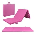thumbnail image 1 of 2" Thick Extra Thick Gymnastics Mat,Tri-fold Folding Gym Exercise Mat, Tumbling Mat with Carrying Handles for Home Workout, Core Workouts, Stretching, Yoga,Pink, 1 of 5