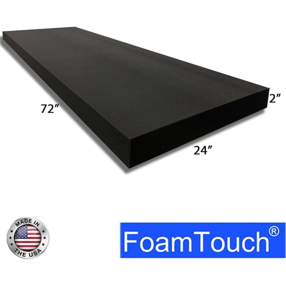 2" Thick x 24" Wide x 72" Long Charcoal High Density Foam