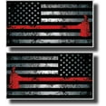 thumbnail image 1 of 2 Thin Red Line Firefighter Firemen Helmet Axe American Flag Vinyl Decal Sticker, 1 of 4