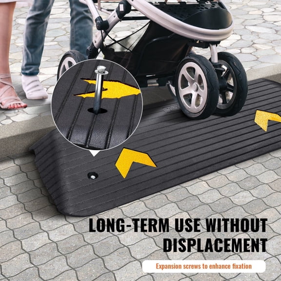2" Threshold Ramp for Wheelchairs - 33,069 lbs Capacity, Slip-Resistant Recycled Rubber, Low-Profile Scooter Ramp, Indoor/Outdoor Use