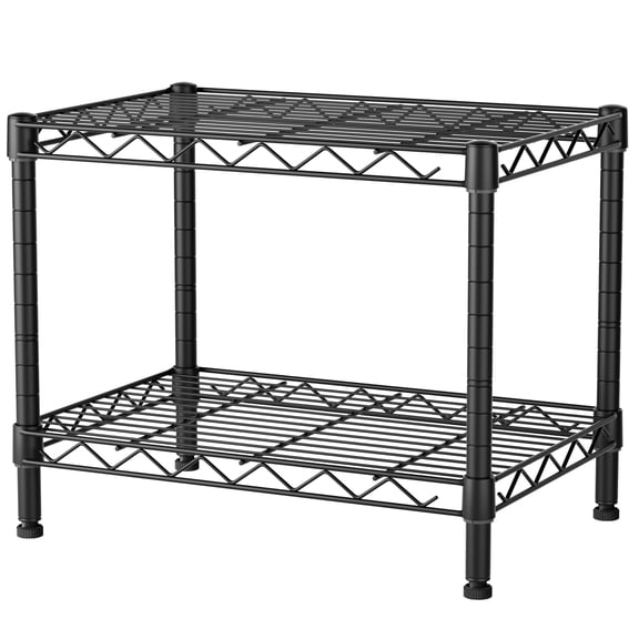 2 Tier 11.6"dx17.6"wx12"h Black Metal Shelving Unit Storage Organizer