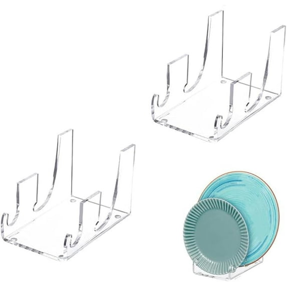2 Tier 14*9.5*9CM Clear Dinnerware Display Stand,2 PCS Acrylic Plate Stands for Display,China Display Stand Plate Racks for Display China Place Setting Holder for Plates Platters