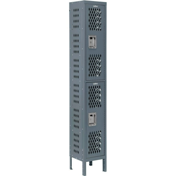 2-Tier 2 Door Ventilated Locker, 12"Wx15"Dx36"H, Assembled
