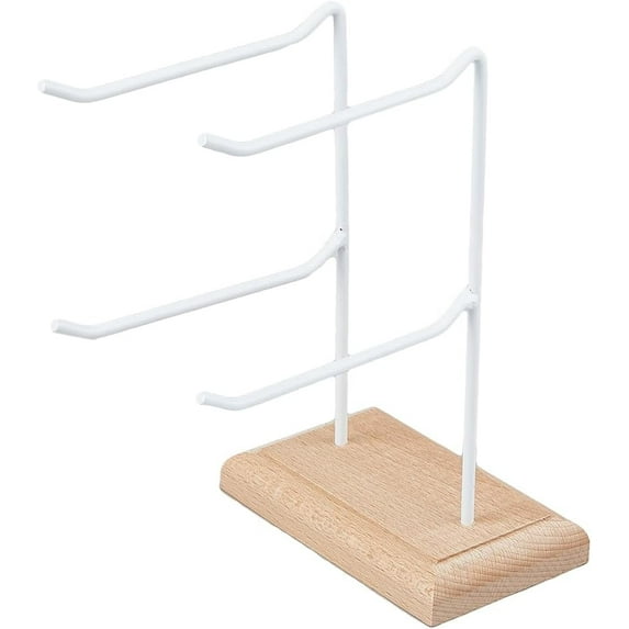 2-Tier 2-Row Iron Earrings Display Stand L-Hook Bracelet Organizer Keychains Storage Holder with Holder And Wooden Base for Home Jewelry Display Trade Show Organization