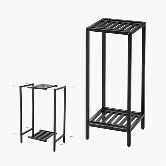 2 Tier 30" Tall Indoor Outdoor Plant Stand, 12 L x 12 W x 30 H inch, Heavy Duty Square Metal Flower Stand for Patio, Home, Garden, 220 LBS Capacity & Heavy Duty Construction