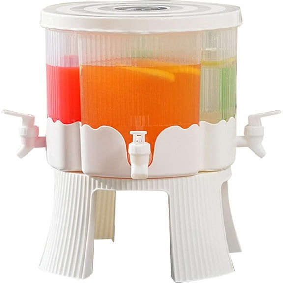 2 Tier 4 Chamber Beverage Dispenser, 4 Grids Beverage Dispenser with Stand, 360 Rotatable Drink Dispenser for Parties, 1.5 Gallon Juice Container with Lid for Fridge