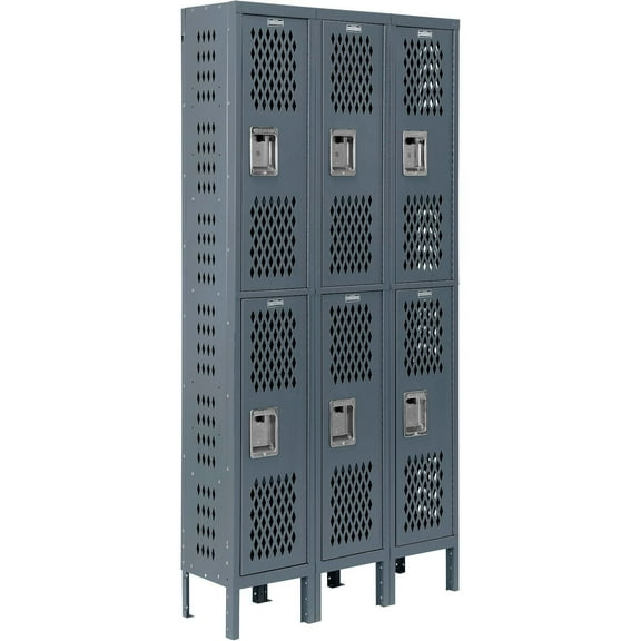 2-Tier 6 Door Ventilated Locker, 12"Wx18"Dx36"H, Assembled