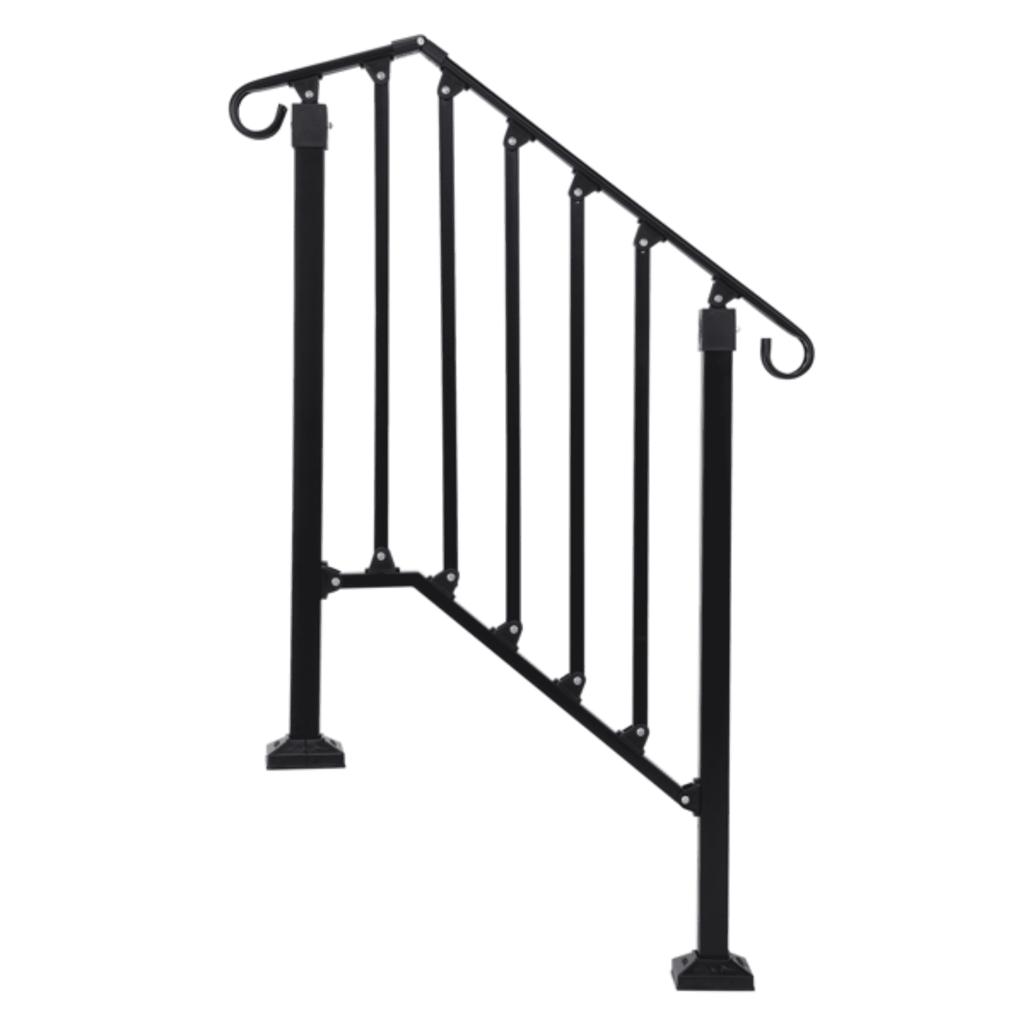 2‑Tier ABS Plastic Handrail for Patio Courtyard Stairs, Matte Black