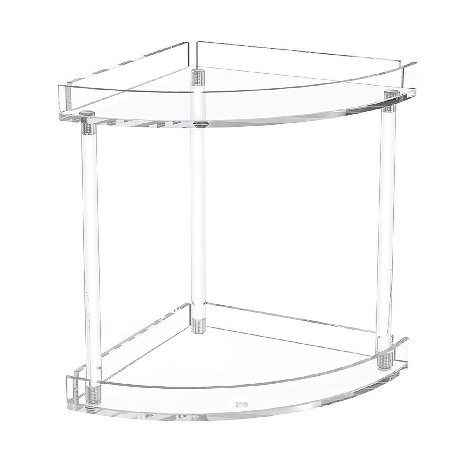 2 Tier Acrylic Bathroom Counter Organizer, Clear Bathroom Countertop Corner Organizer, Corner
