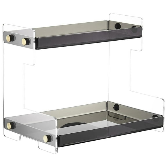 2-Tier Acrylic Bathroom Organizer Countertop, Clear Tiered Storage Rack for Cosmetics, Skincare, Perfume, Jewelry, Desktop Storage Holder for Vanity Bathroom