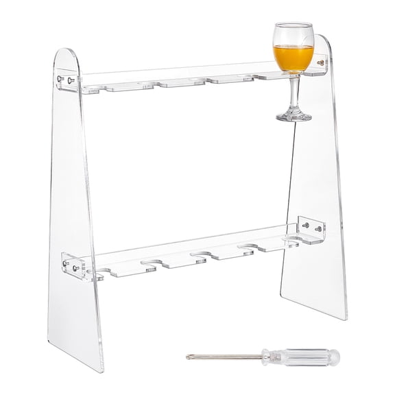 2-Tier Acrylic Champagne Holder 10 Hole Clear Champagne Flute Glass Holder Stand Tabletop Hanging Display Rack Standing Drink Tower Shelf